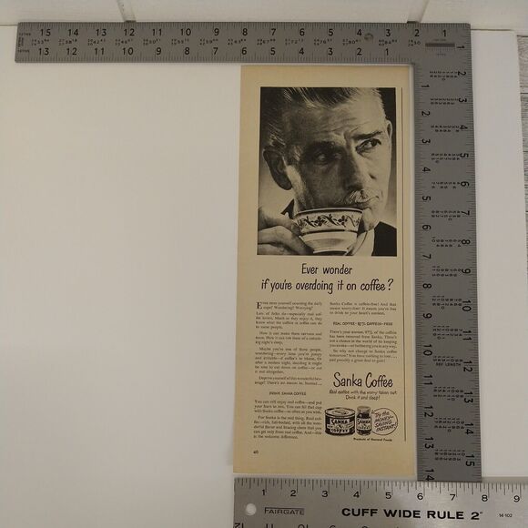 Sanka - Ever wonder if overdoing it on coffee - 1950 Original Retro Vtg PRINT AD - Picture 3 of 7